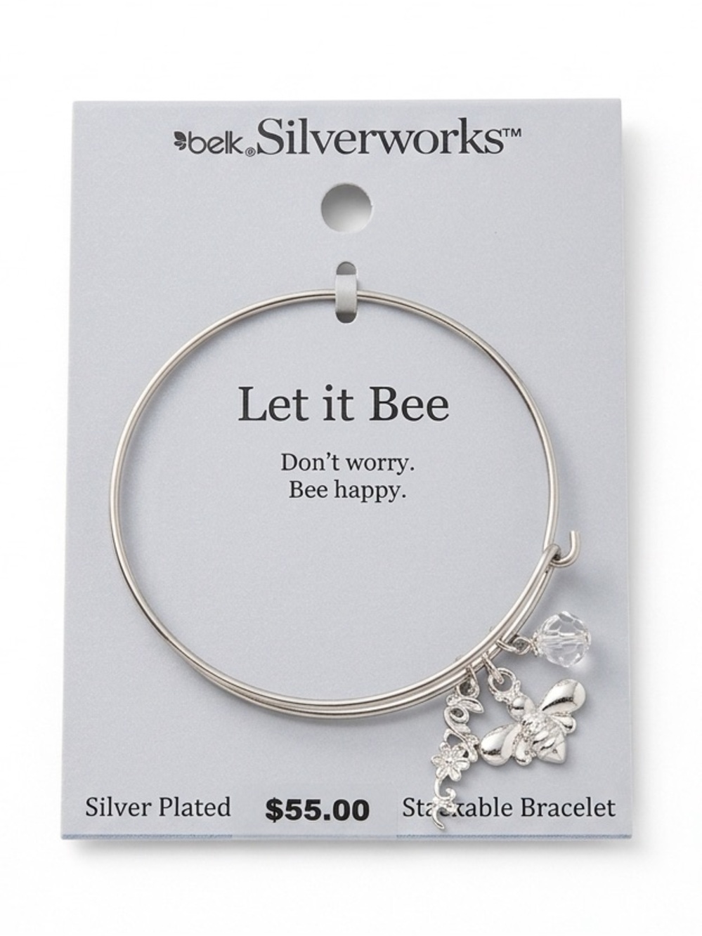 belk Silverworks “Let It Bee” Charm Bangle Bracelet